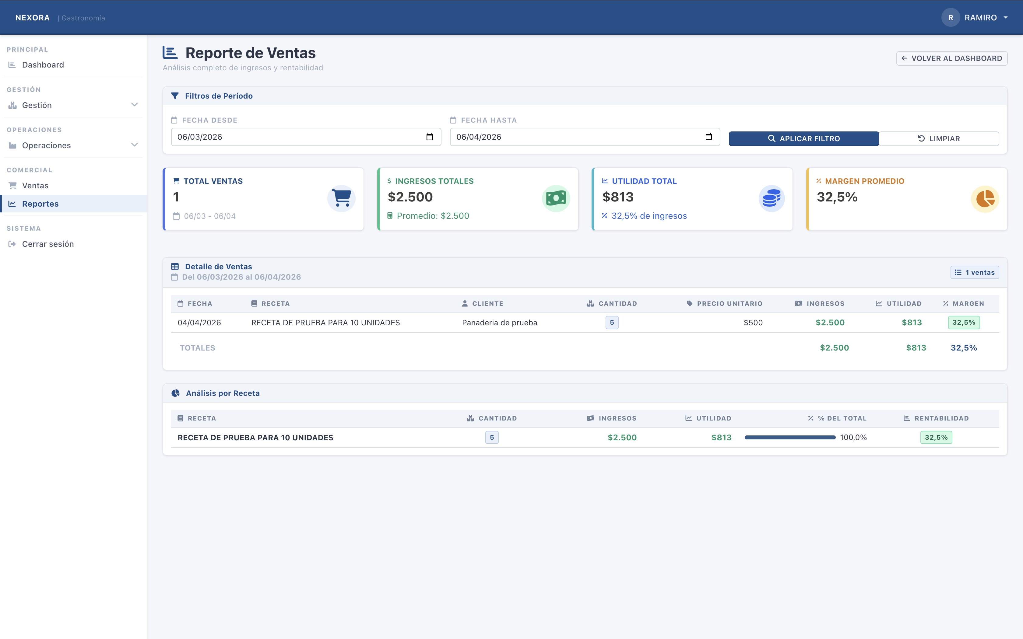 NEXORA - Reporte de Ventas